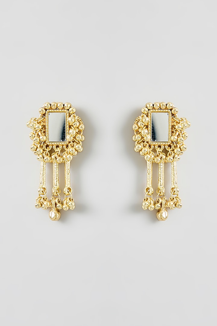 Gold Finish Cut Mirror Dangler Earrings by House Of Tuhina at Pernia's Pop Up Shop