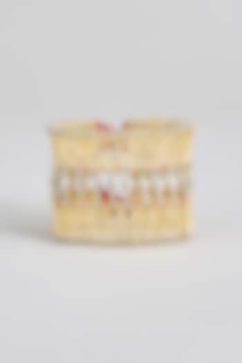 Gold Finish Cut Mirror Enameled Bracelet by House Of Tuhina at Pernia's Pop Up Shop