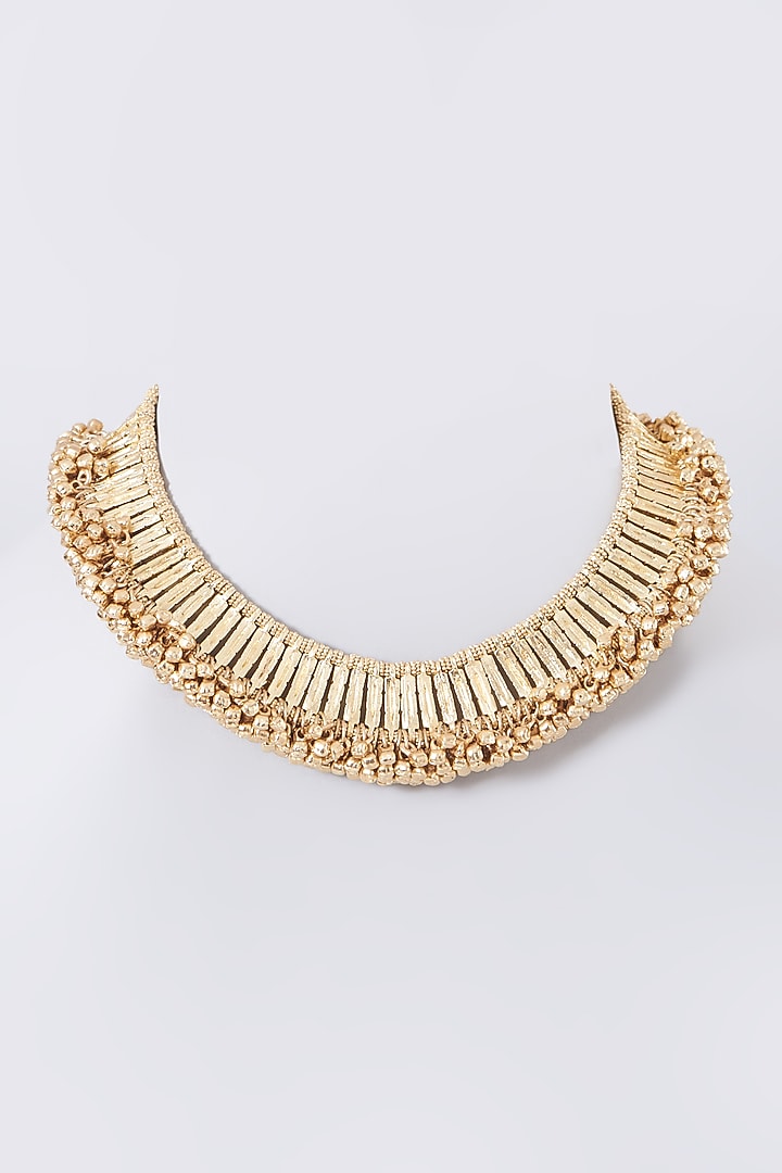 Gold Finish Hand-Knotted Ghungroo Necklace by House of Tuhina at Pernia's Pop Up Shop