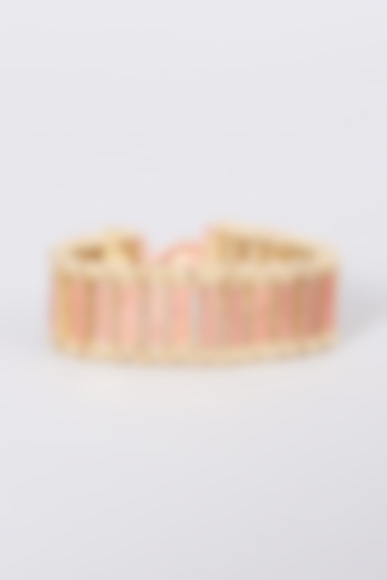 Gold Finish Enameled Reversible Bracelet by House of Tuhina at Pernia's Pop Up Shop