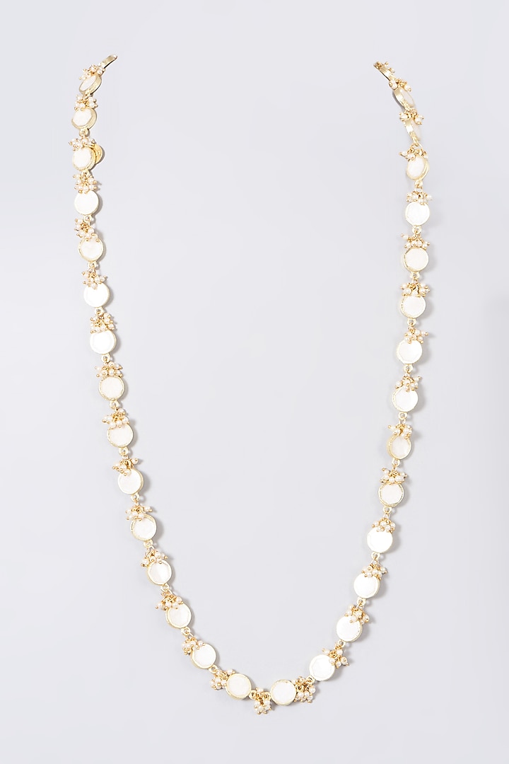 Gold Finish Reversible Long Necklace In Mixed Metal by House of Tuhina at Pernia's Pop Up Shop