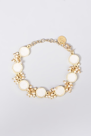Gold Finish Reversible Linked Bracelet by House of Tuhina
