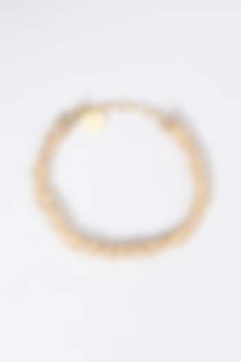 Gold Finish Hand-Knotted Enameled Bracelet With Beads by House of Tuhina at Pernia's Pop Up Shop