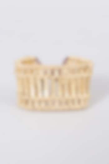 Gold Finish Hand-Knotted Reversible Bracelet In Mixed Metal by House of Tuhina at Pernia's Pop Up Shop