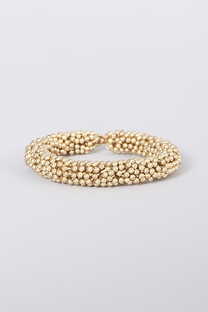 Gold Finish Beaded Bangle by House of Tuhina at Pernia's Pop Up Shop