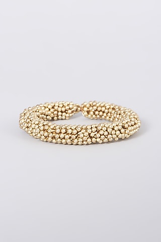 Gold Finish Beaded Bangle by House of Tuhina