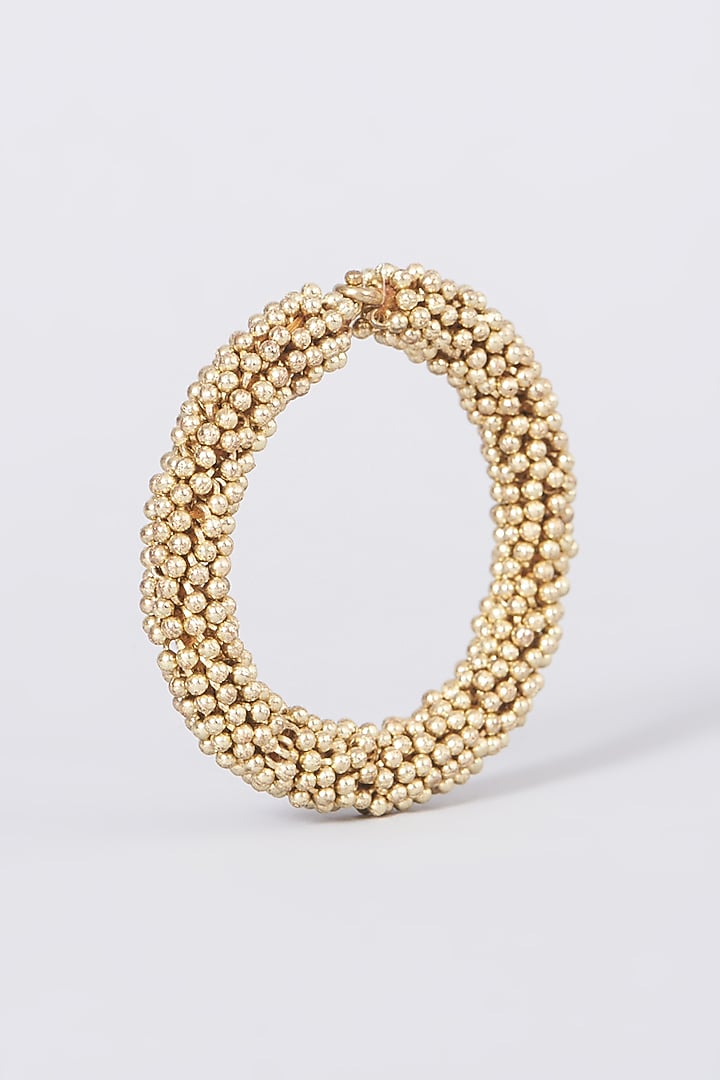 Gold Finish Beaded Bangle by House of Tuhina at Pernia's Pop Up Shop