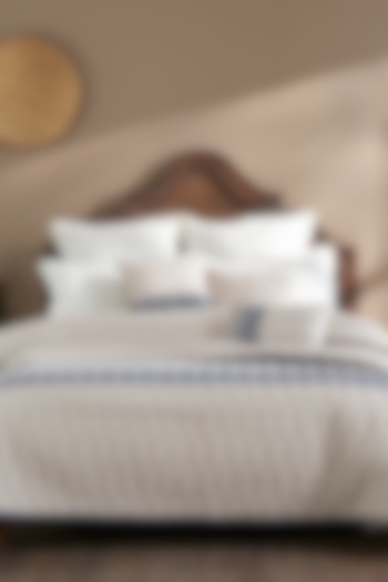 Natural Blue Cambric Embroidered Bedcover Set by HOUMN at Pernia's Pop Up Shop