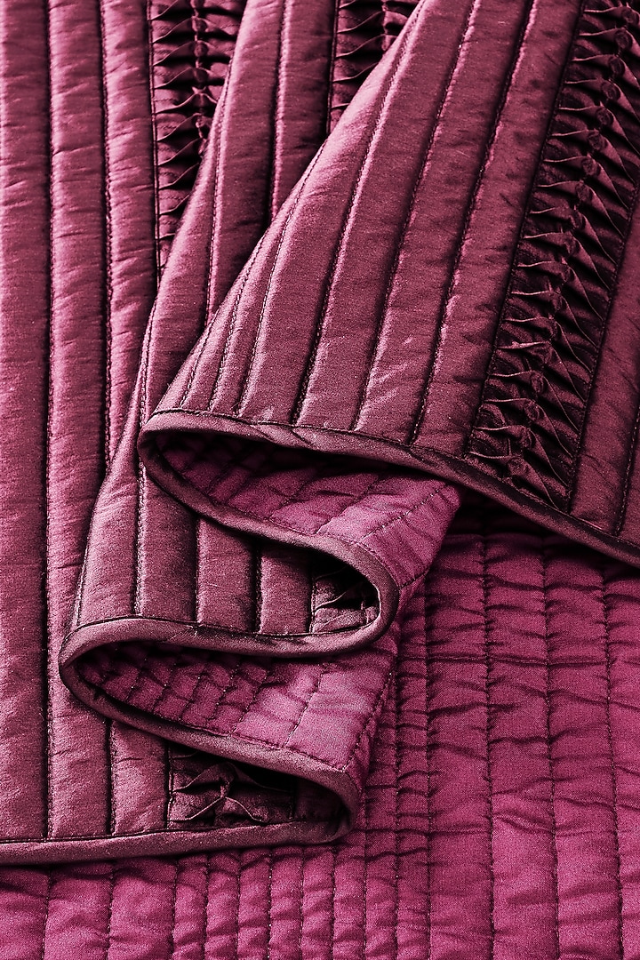 Plum Silk Embroidered Bedcover Set by HOUMN at Pernia's Pop Up Shop