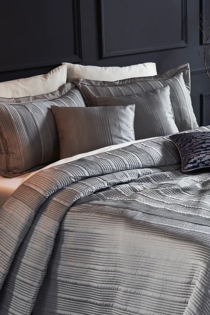 Silver Madrit Embroidered Bedcover Set by HOUMN at Pernia's Pop Up Shop