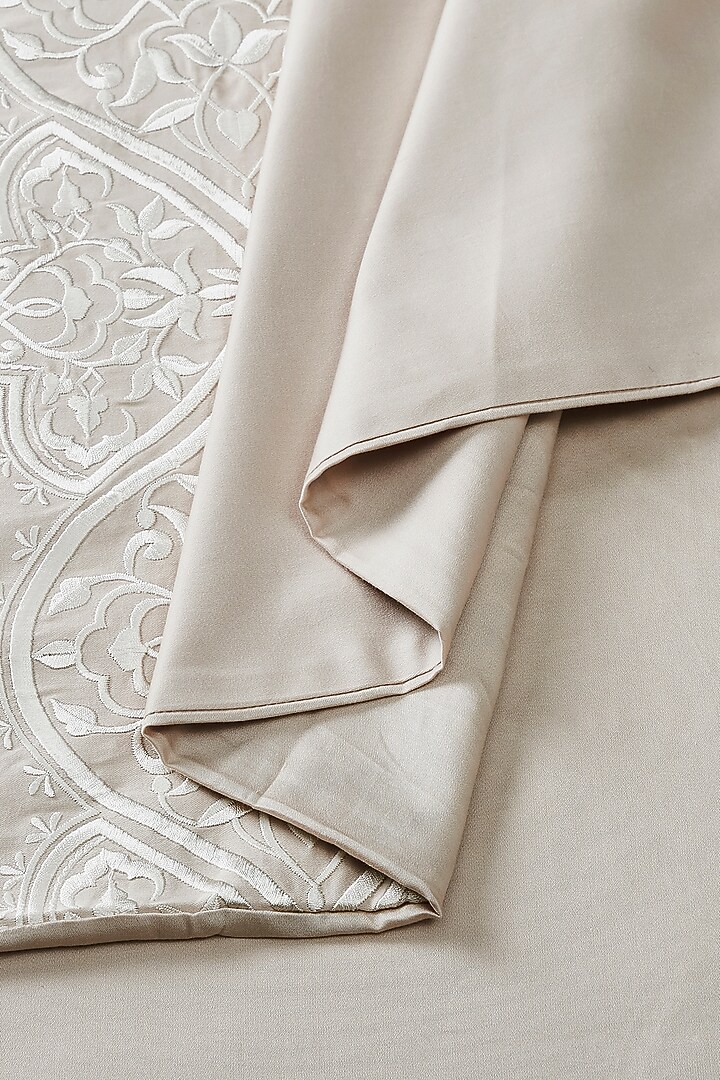 Beige Isadora Fabric Embroidered Bedcover Set by HOUMN at Pernia's Pop Up Shop