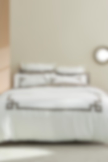 Brown Cotton Embroidered Bedcover Set by HOUMN at Pernia's Pop Up Shop