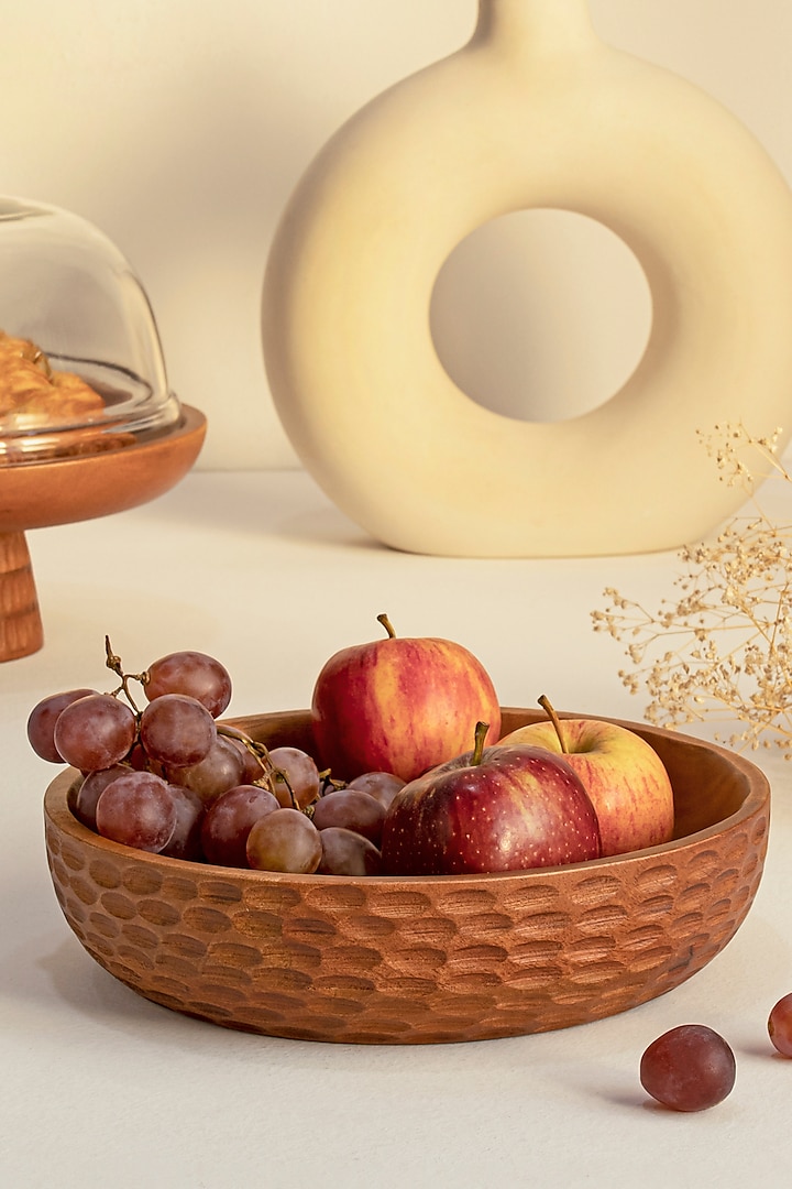 Gold & Brown Wooden Bowls (Set of 2) by HOUMN at Pernia's Pop Up Shop