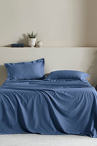 Blue Cotton Bedsheet Set by HOUMN