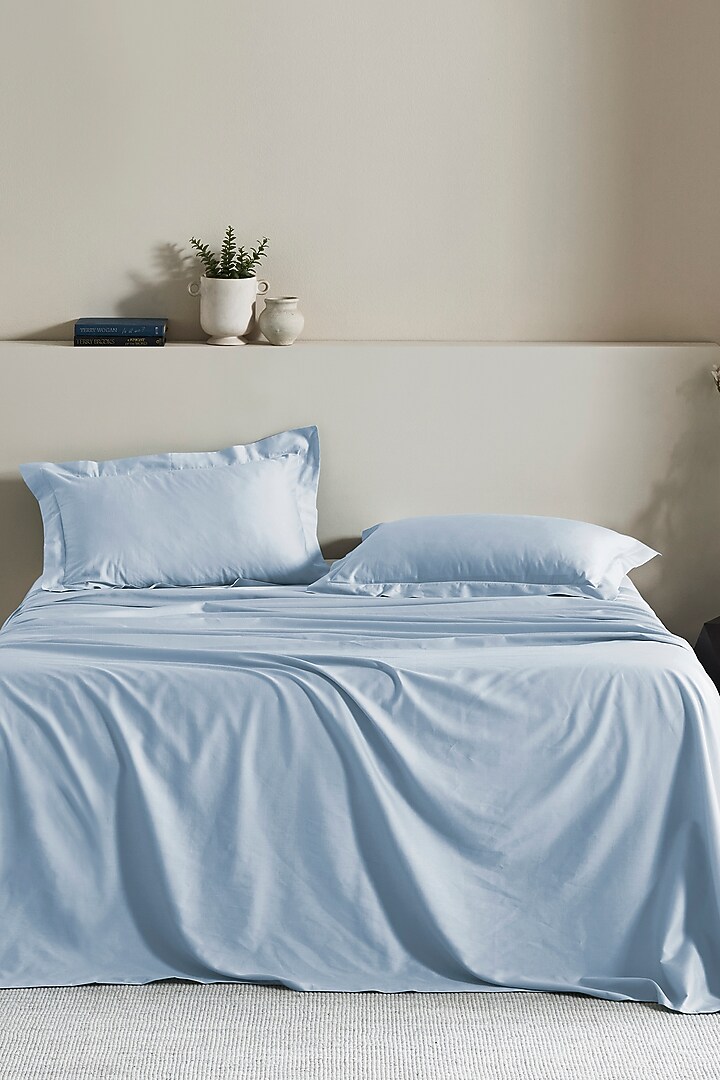 Light Blue Cotton Bedsheet Set by HOUMN at Pernia's Pop Up Shop