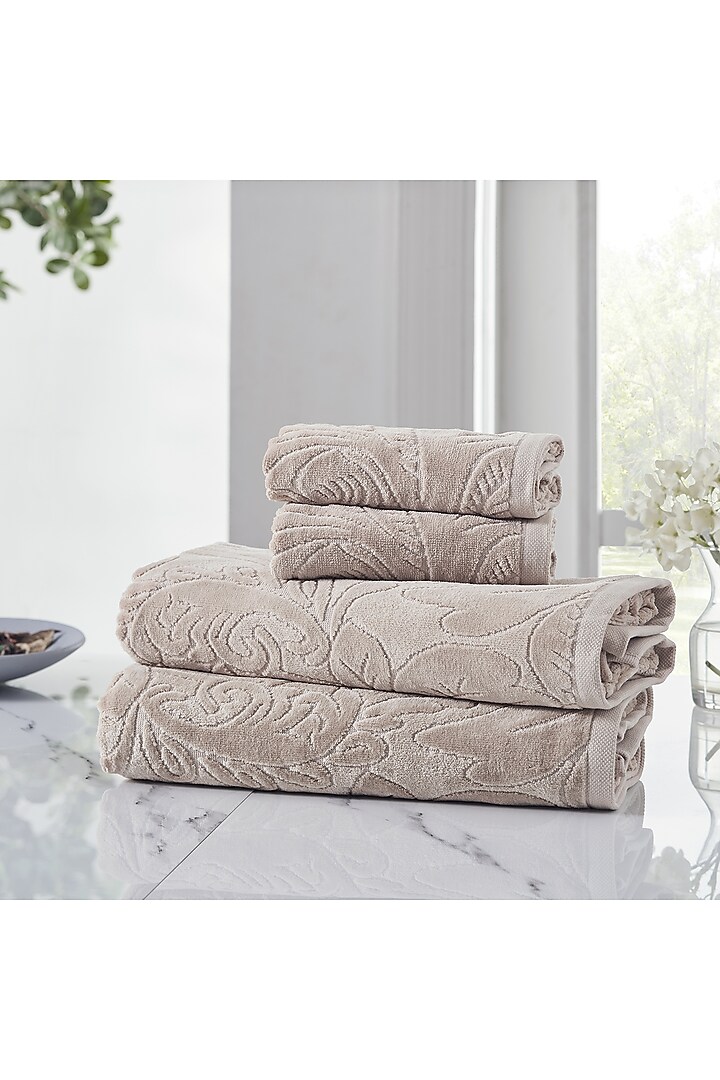 Light Brown Cotton Terry Towel Set by HOUMN at Pernia's Pop Up Shop