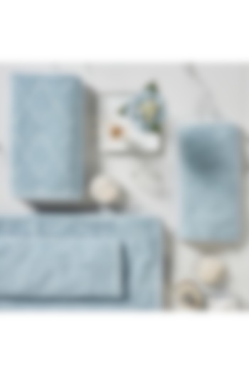 Sterling Blue Cotton Terry Towel Set by HOUMN at Pernia's Pop Up Shop