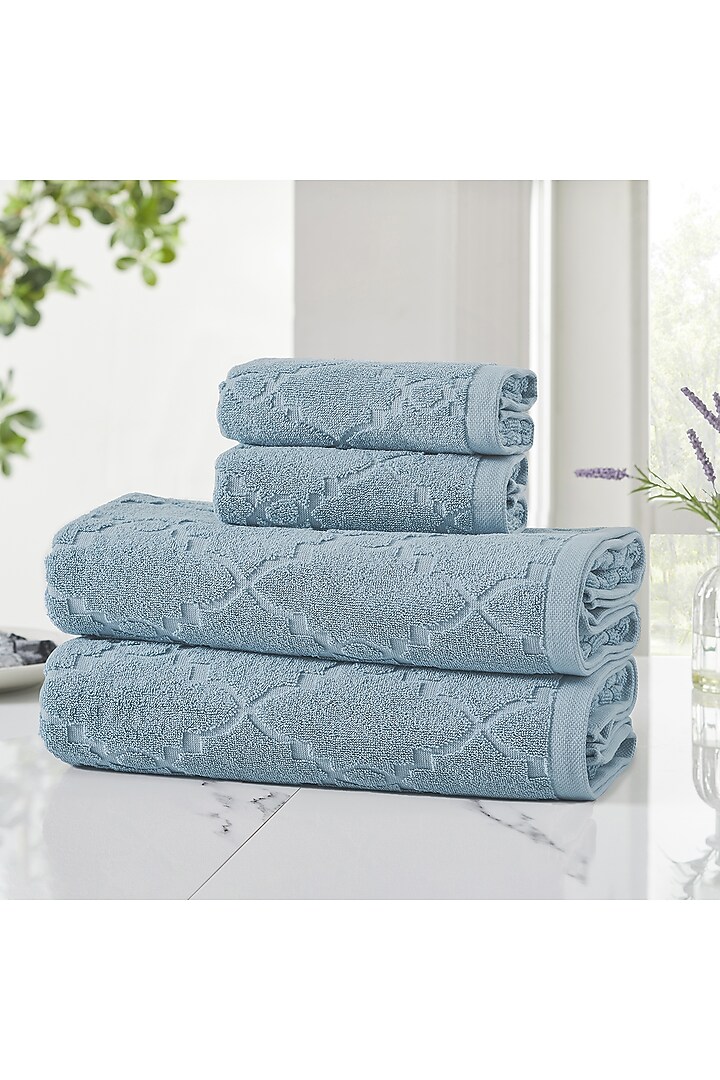 Sterling Blue Cotton Terry Towel Set by HOUMN at Pernia's Pop Up Shop