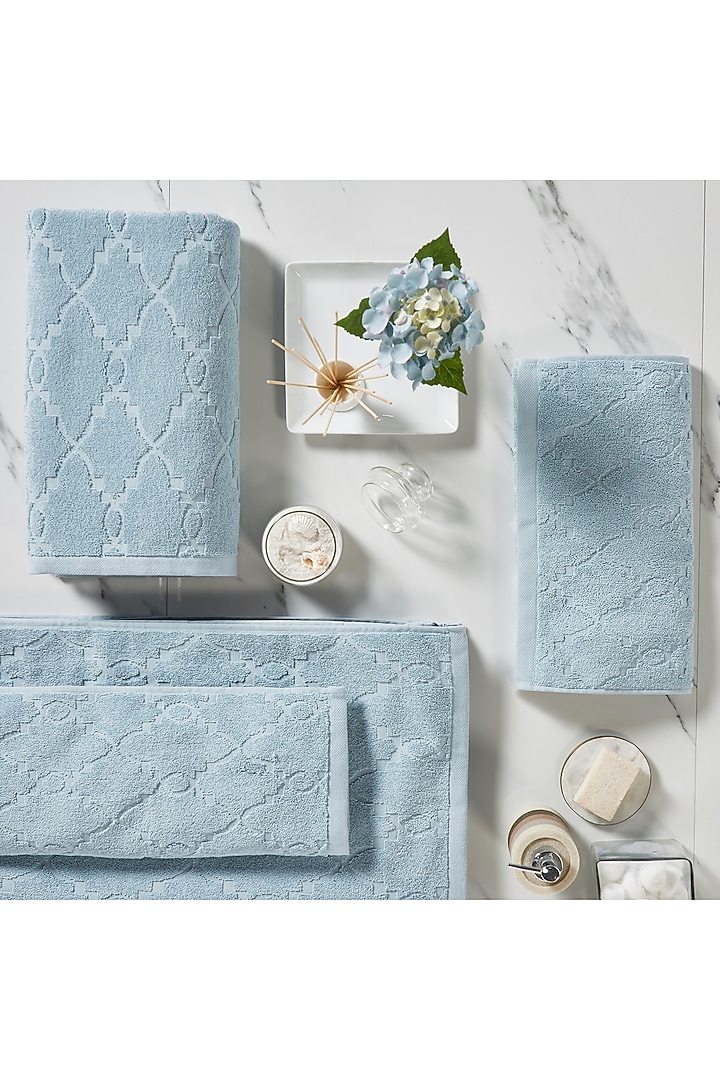 Sterling Blue Cotton Terry Towel Set by HOUMN at Pernia's Pop Up Shop