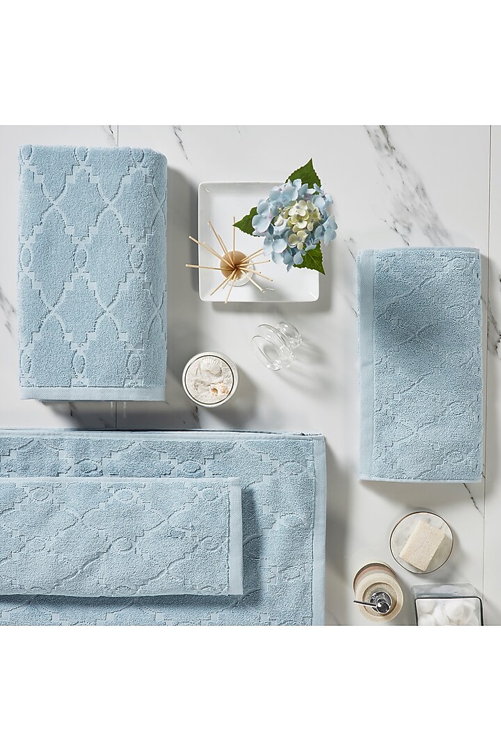 Sterling Blue Cotton Terry Towel Set by HOUMN at Pernia's Pop Up Shop