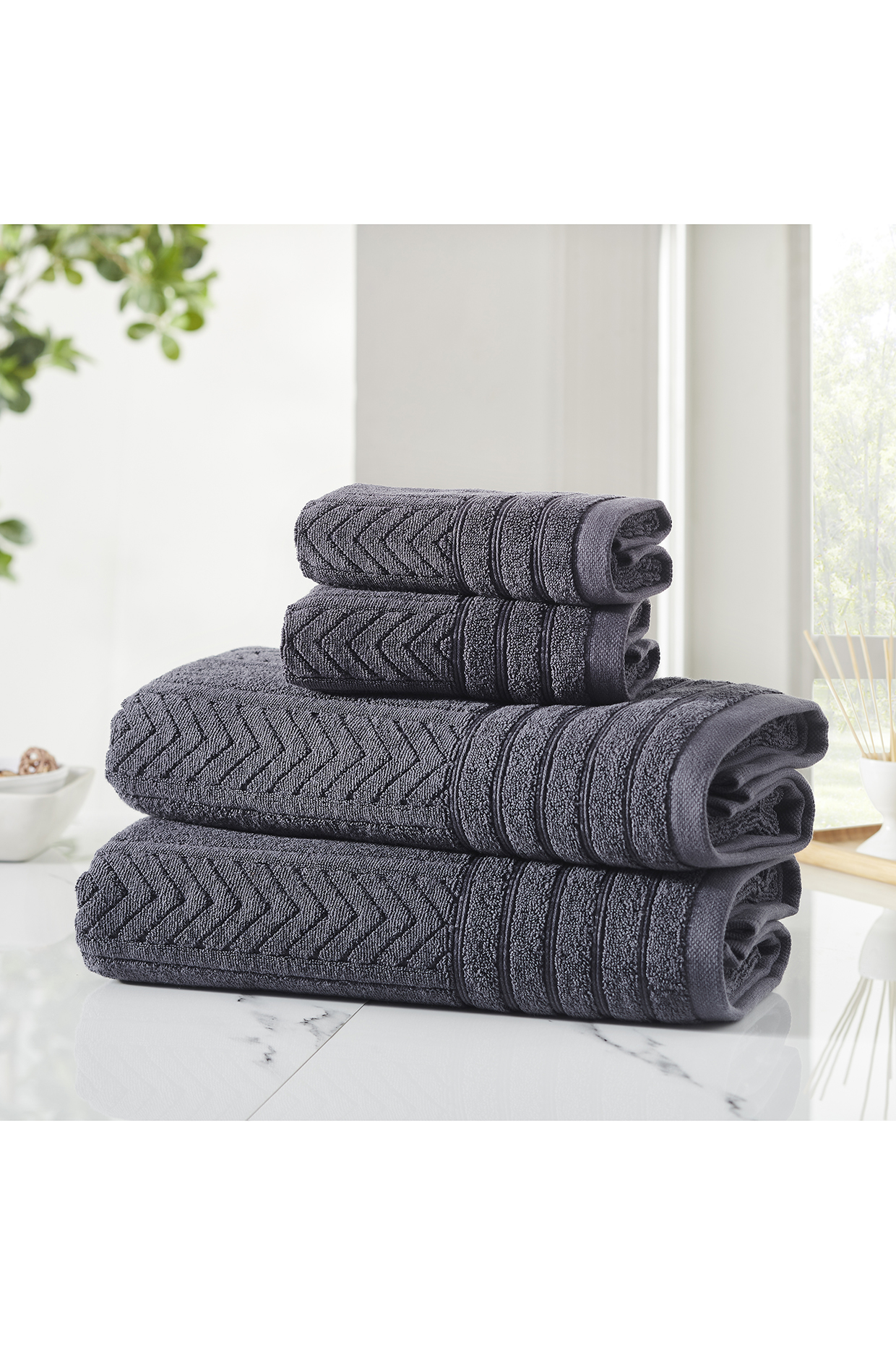 Graphite Cotton Terry Towel Set by HOUMN at Pernia's Pop Up Shop