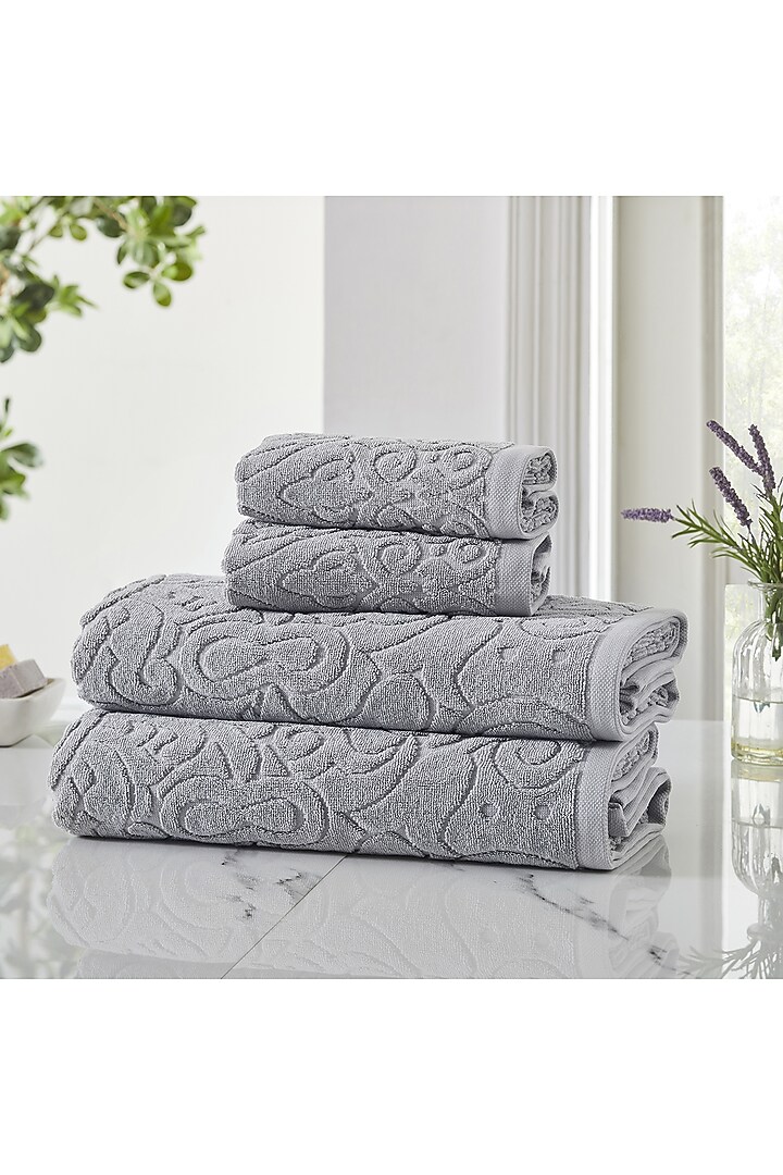 Vapor Blue Cotton Terry Towel Set by HOUMN at Pernia's Pop Up Shop