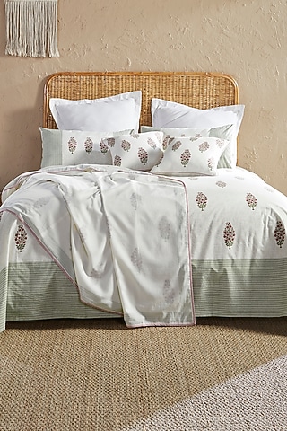 Cream Muslin Blocked Printed Dohar by HOUMN