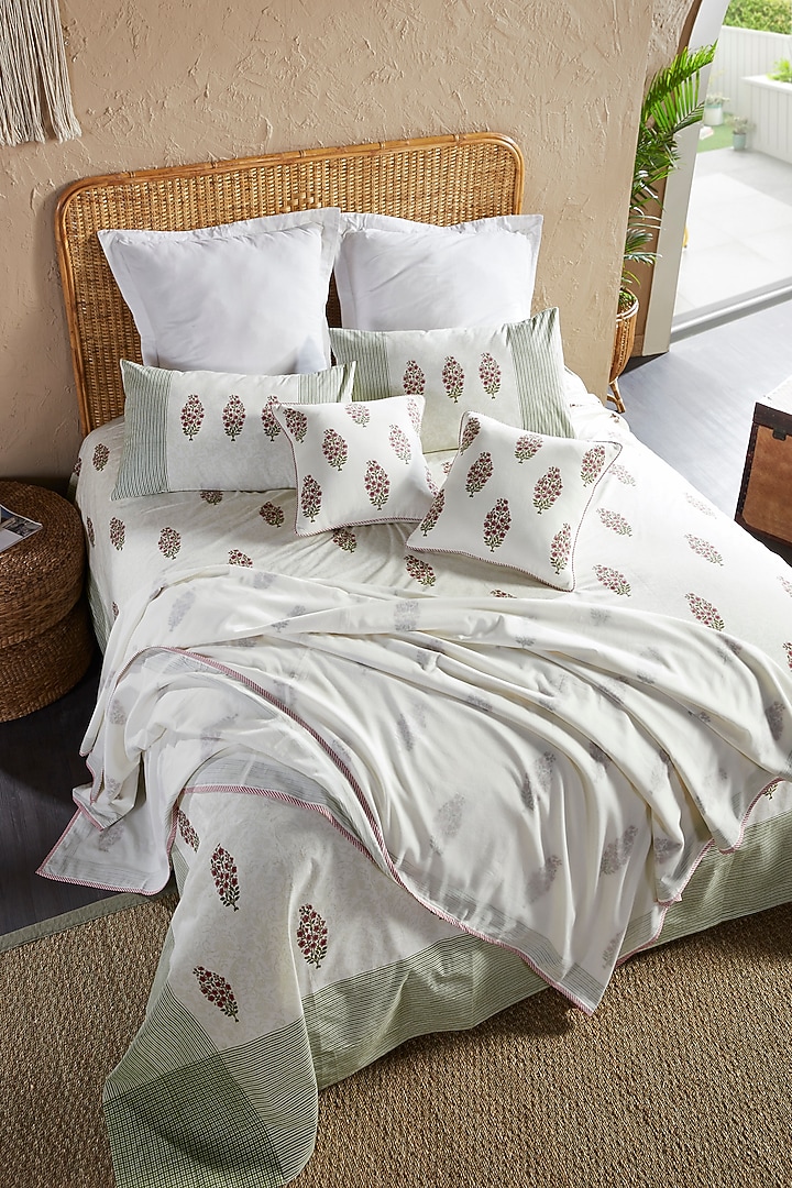 Cream Muslin Blocked Printed Dohar by HOUMN at Pernia's Pop Up Shop