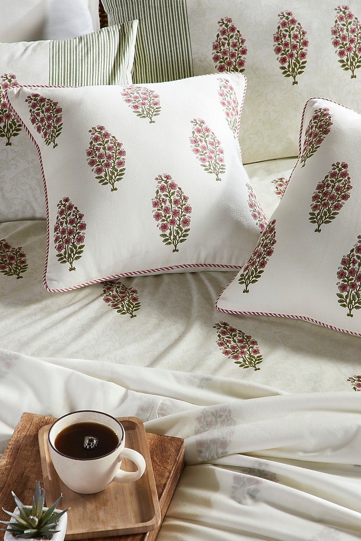Cream Muslin Blocked Printed Dohar by HOUMN at Pernia's Pop Up Shop
