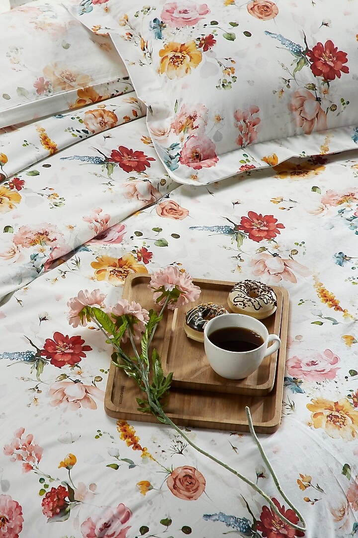 Multi-Colored?& White Cotton Digital Printed Duvet Cover by HOUMN at Pernia's Pop Up Shop