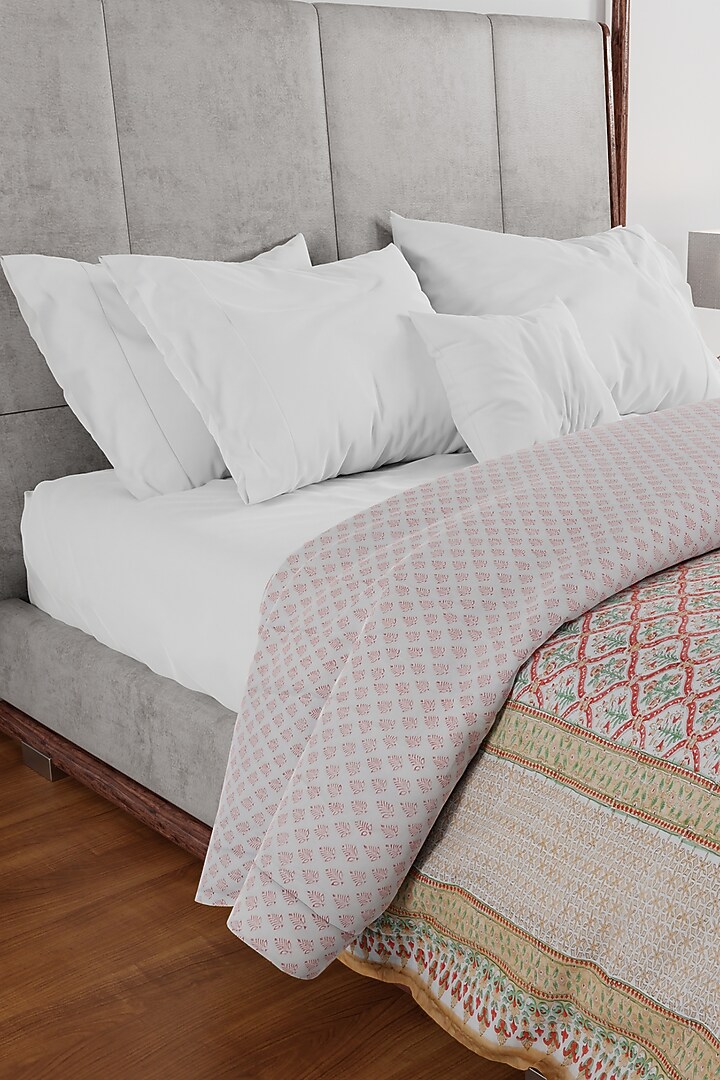 Red & Green Cotton Block Printed Quilt by HOUMN at Pernia's Pop Up Shop