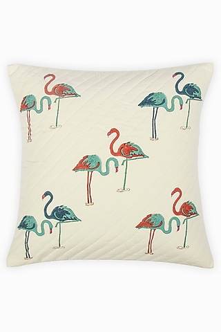 Multi-Colored Cotton Block Printed Cushion Cover by HOUMN