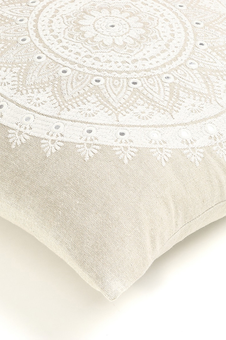 White & Ivory Chambery Cushion Cover by HOUMN at Pernia's Pop Up Shop