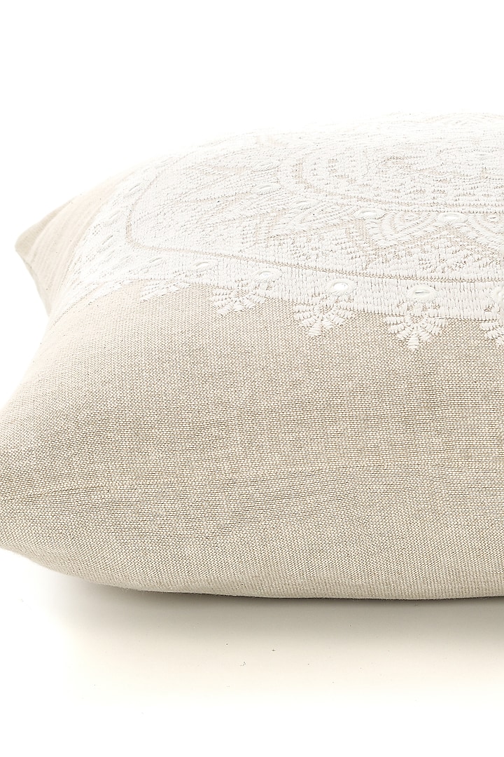 White & Ivory Chambery Cushion Cover by HOUMN at Pernia's Pop Up Shop