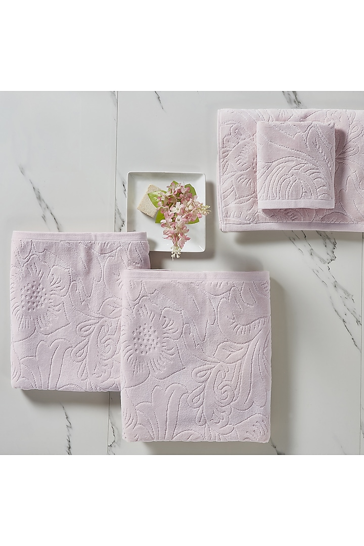 Rose Pink Cotton Terry Towel Set by HOUMN at Pernia's Pop Up Shop