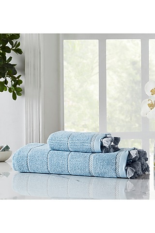Sterling Blue Cotton Terry Towel Set by HOUMN