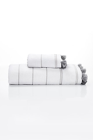White Cotton Terry Towel Set by HOUMN