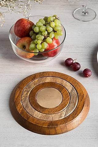 Brown Mango Wood Trivet Set by HOUMN