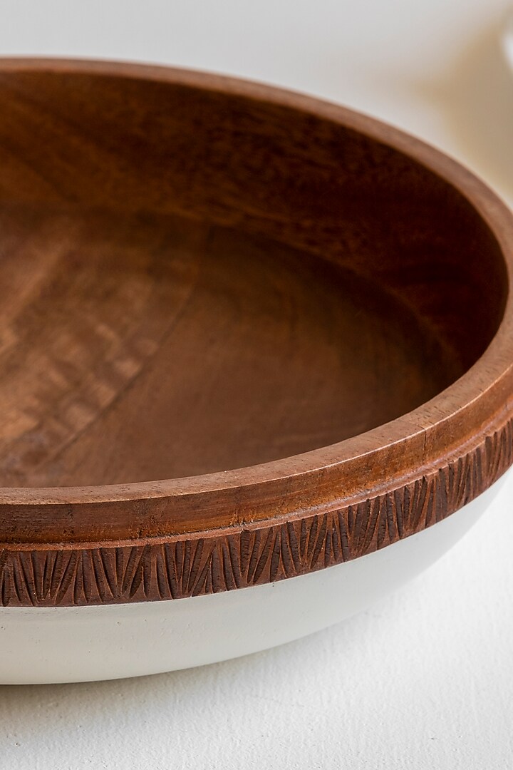 Milky White & Brown Acacia Wood Salad Bowl by HOUMN at Pernia's Pop Up Shop