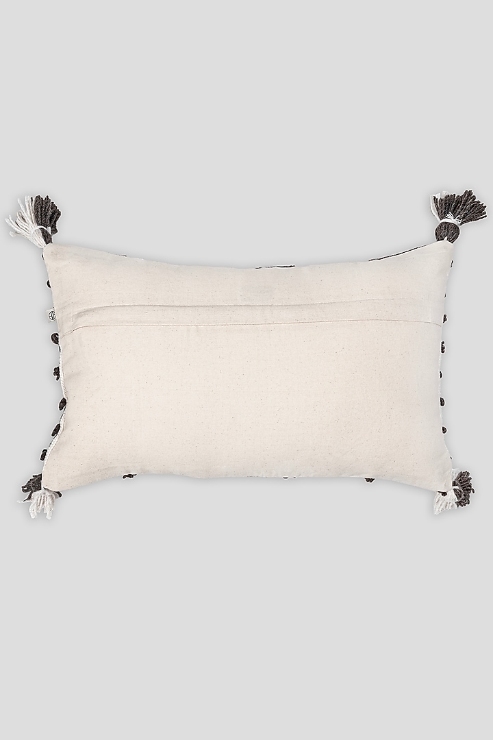 Black & White Cotton Embroidered Cushion Cover by Houmn at Pernia's Pop Up Shop