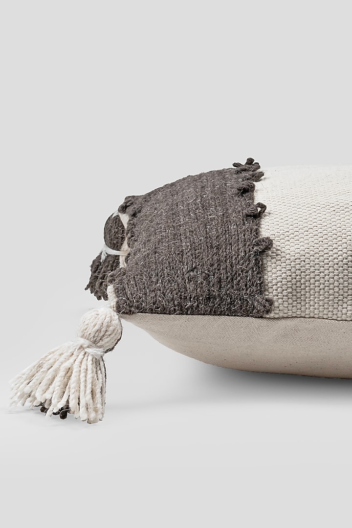 Black & White Cotton Embroidered Cushion Cover by Houmn at Pernia's Pop Up Shop