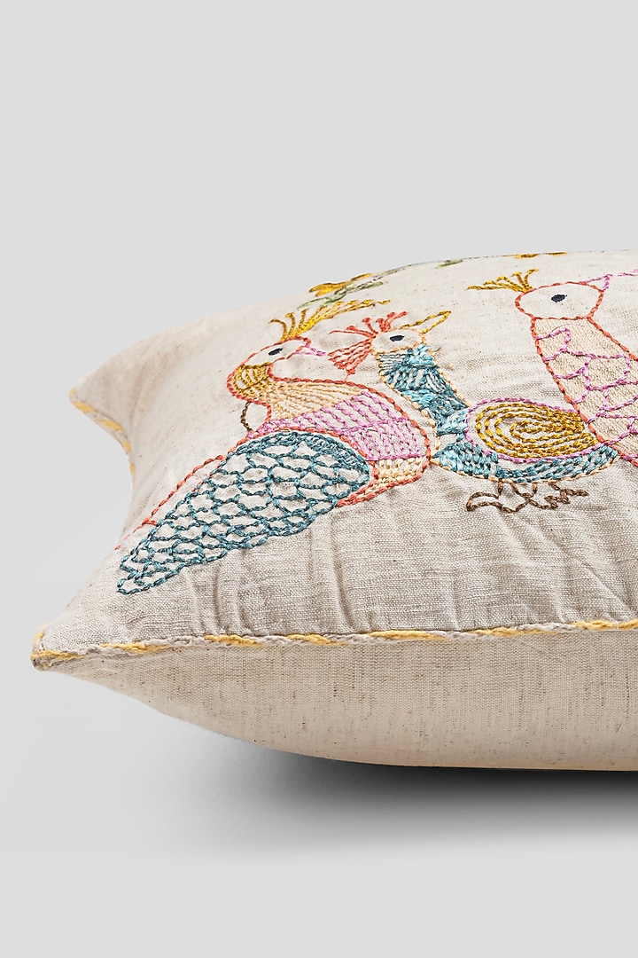 Multi-Colored Cotton Flex Embroidered Cushion Cover by Houmn at Pernia's Pop Up Shop