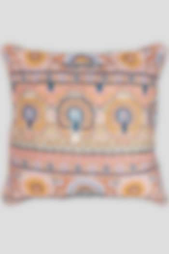 Multi-Colored Poly Chenille & Dyed Cotton Printed Cushion Cover by Houmn