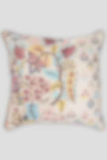 Multi-Colored Cotton Embroidered Cushion Cover by Houmn