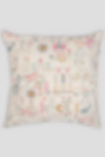 Multi-Colored Cotton Flex Embroidered Cushion Cover by Houmn