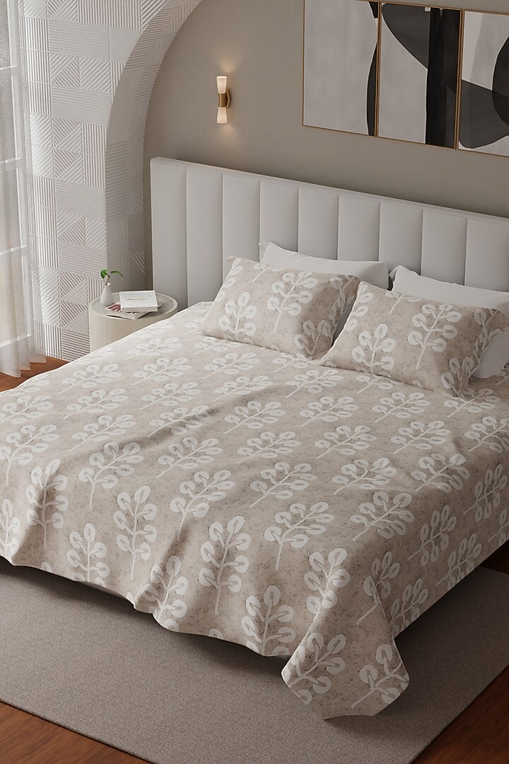 Brown Cotton Printed Bedsheet Set Of 3 by HOUMN at Pernia's Pop Up Shop