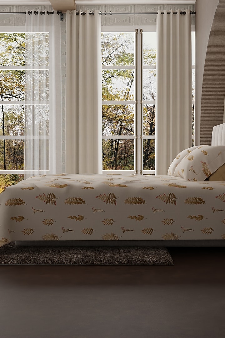 Yellow & White Cotton Printed Bedsheet Set Of 3 by HOUMN at Pernia's Pop Up Shop