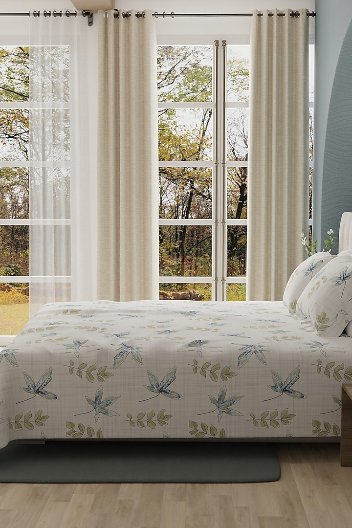 White Cotton Multi-Colored Printed Bedsheet Set Of 3 by HOUMN at Pernia's Pop Up Shop