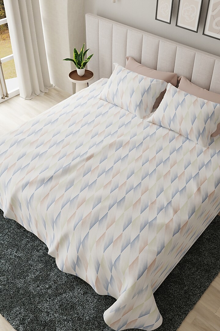 Multi-Colored Cotton Printed Bedsheet Set Of 3 by HOUMN at Pernia's Pop Up Shop