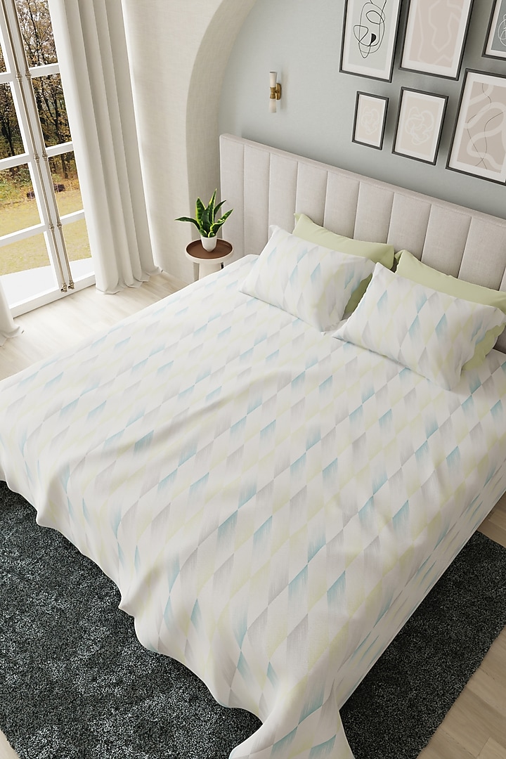 Multi-Colored Cotton Printed Bedsheet Set Of 3 by HOUMN at Pernia's Pop Up Shop